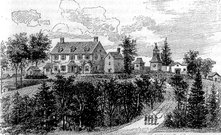 Black and white sketch of Clermont Plantation.