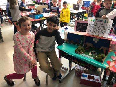 Orion and Anna with their diorama