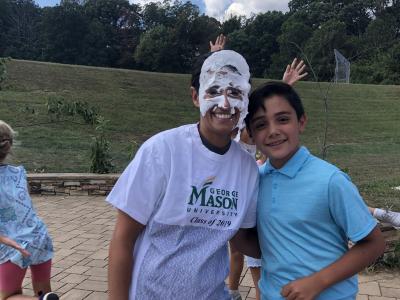 Ms. Terrone with her student who pied her!